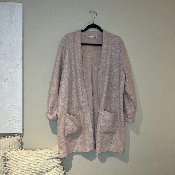 Reitmans Long Sleeve Open Cardigan with Front Pockets - Size 2X in a Light Pink - Picture 1 of 6